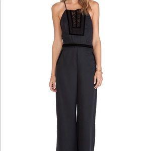 Black Suede Lace Free People Jumpsuit -  Tuxedo Jumpsuit in Black